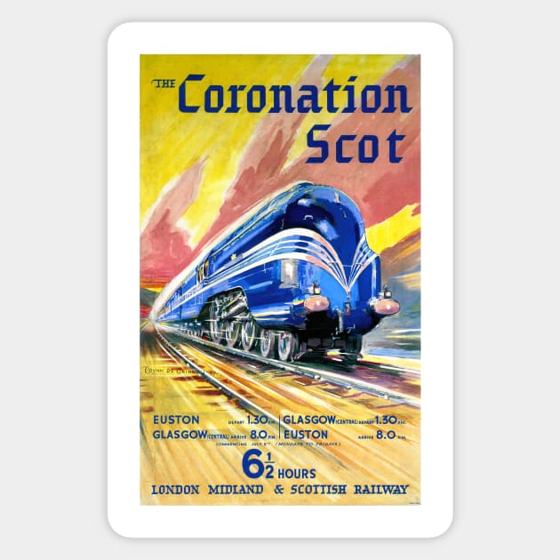 Vintage Travel Poster England The Coronation Scot Sticker by vintagetreasure